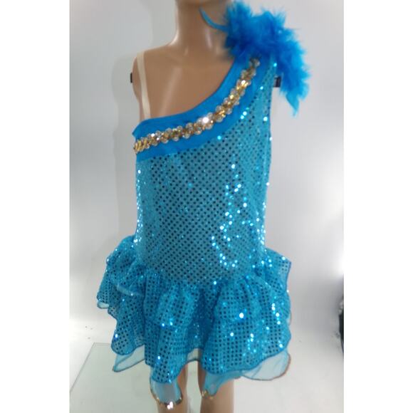 Dance Costume Dance Medium Child Turquoise Vintage Jazz Tap Musical Theater - Picture 1 of 4